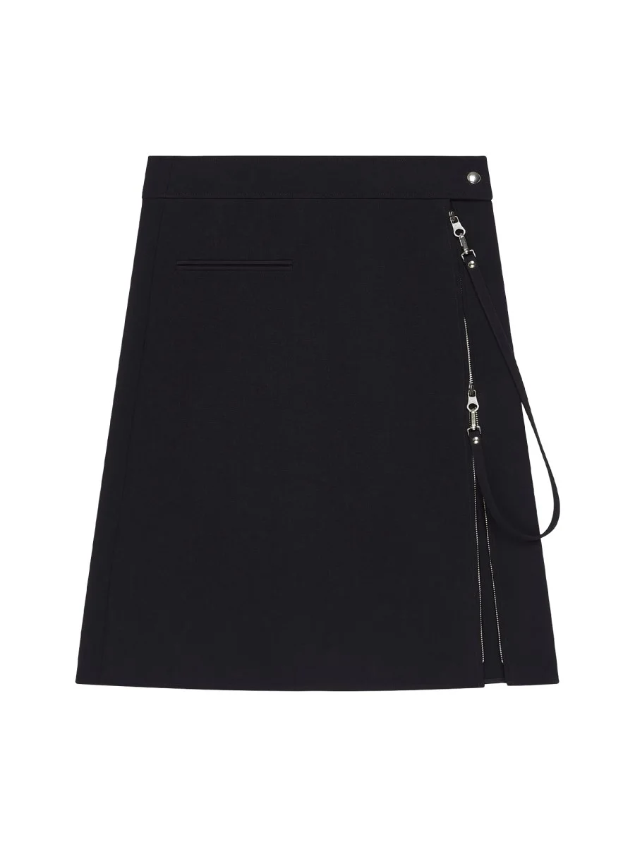 WOOL BLEND MIDI SKIRT WITH ZIPPER DETAIL - 1