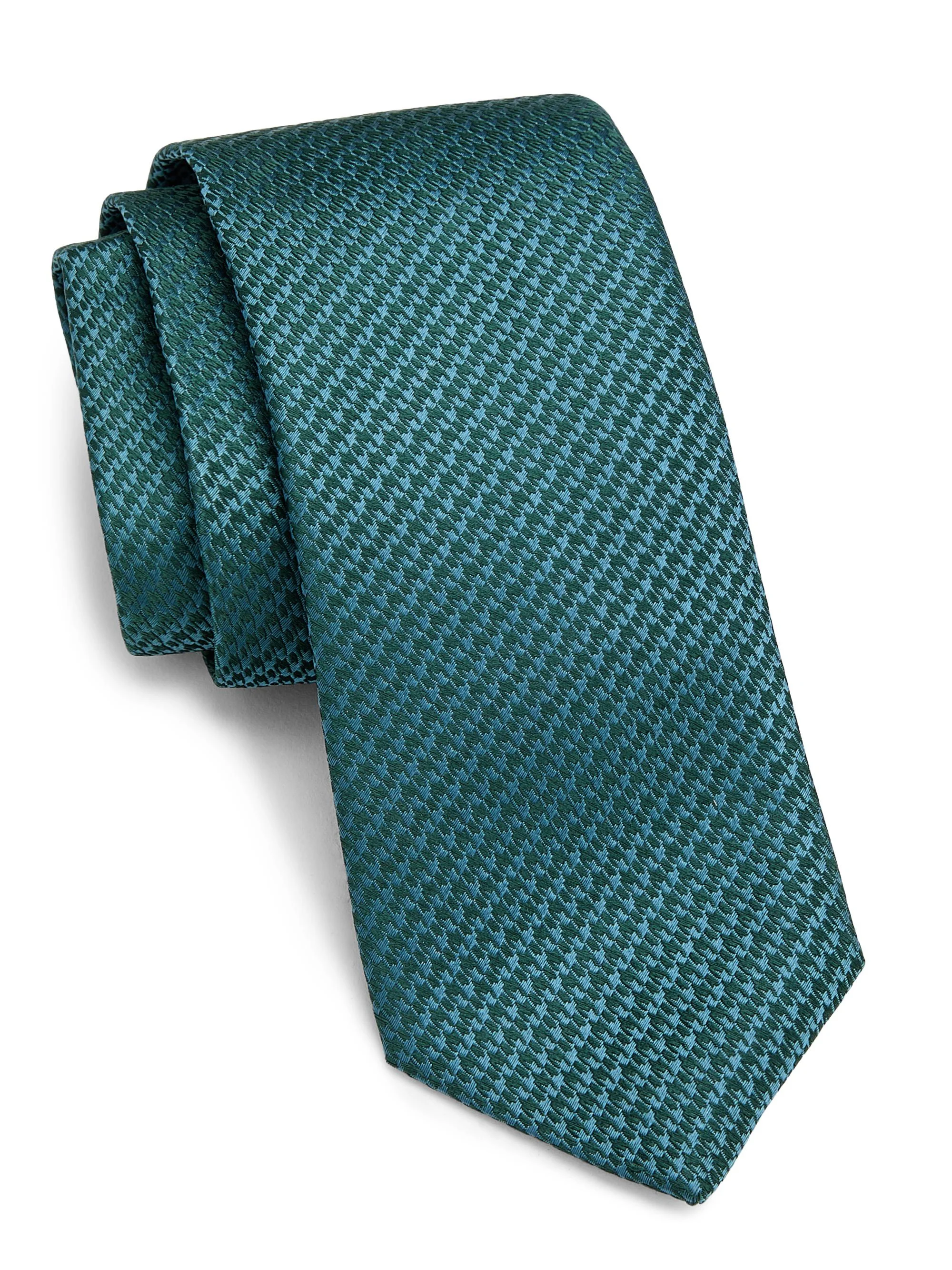 Men's Houndstooth Silk Tie - Teal - 1