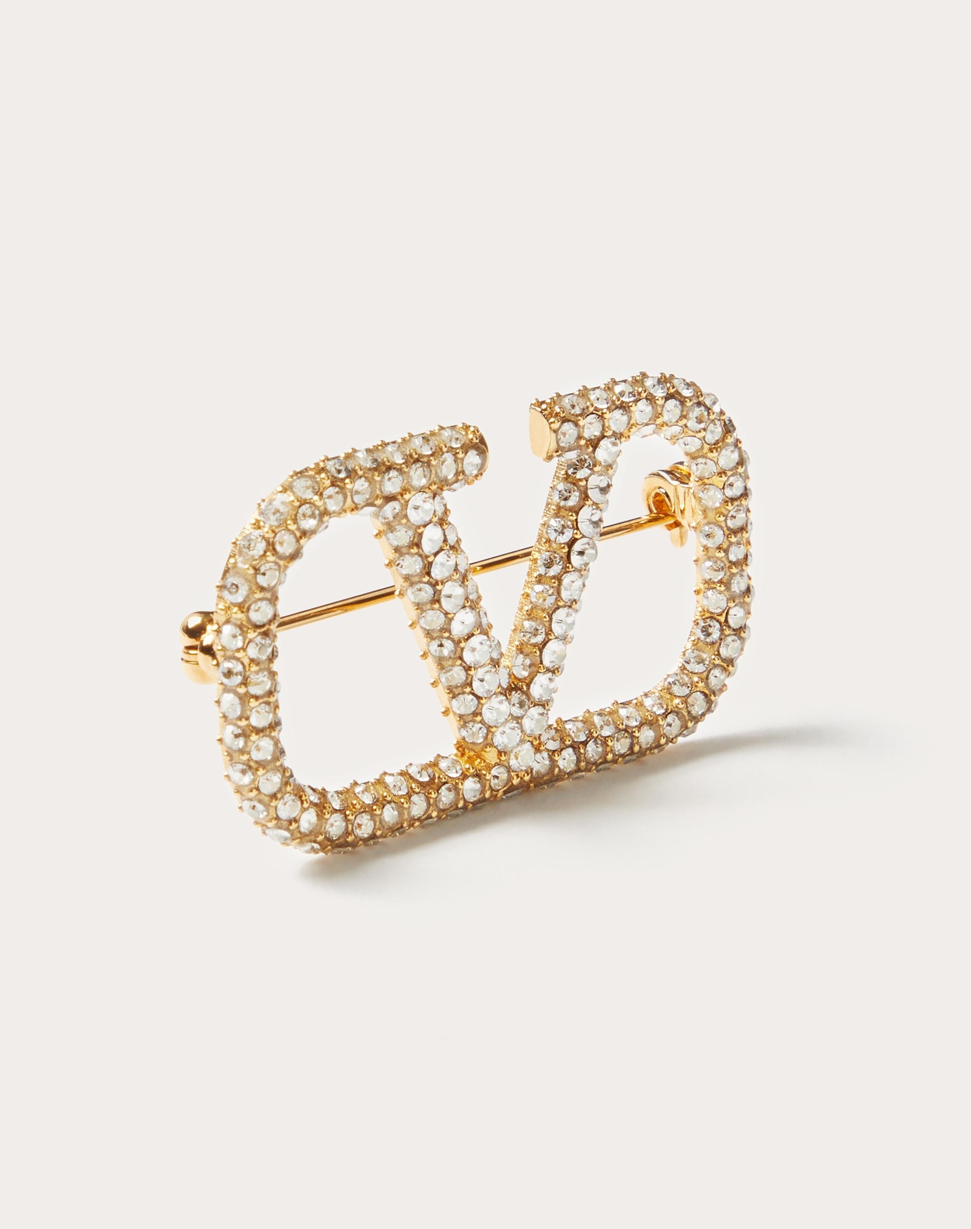 VLOGO SIGNATURE METAL BROOCH WITH SWAROVSKI® CRYSTALS - 2