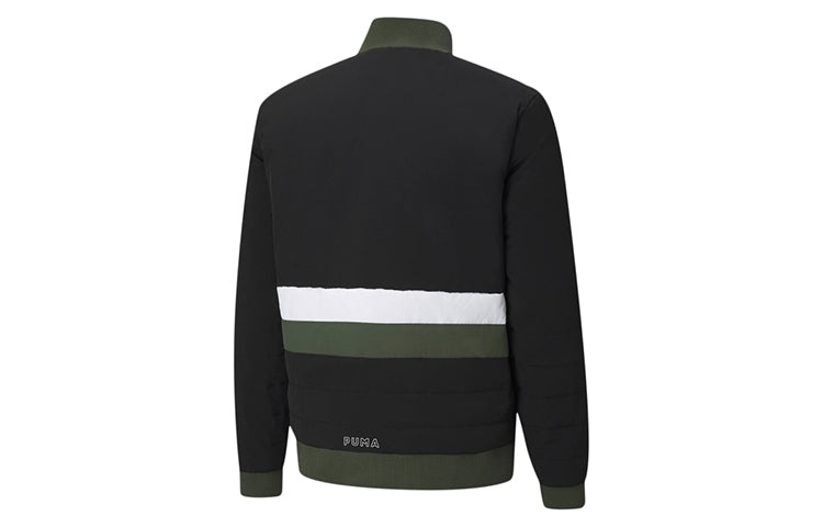 PUMA Parquet Quilted Puffer Basketball Winter Jacket 'Black Green' 599940-02 - 2