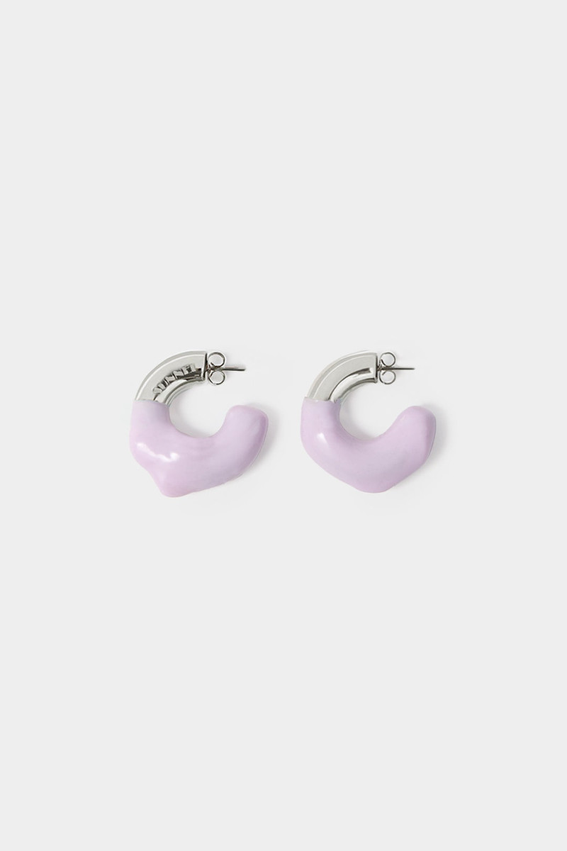 SMALL RUBBERIZED EARRINGS SILVER / liliac 1