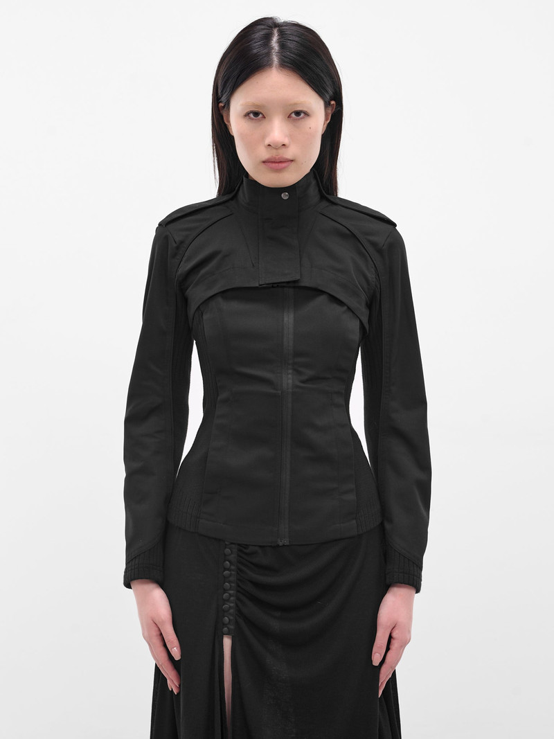 Black Double Layered Moto Jacket 1