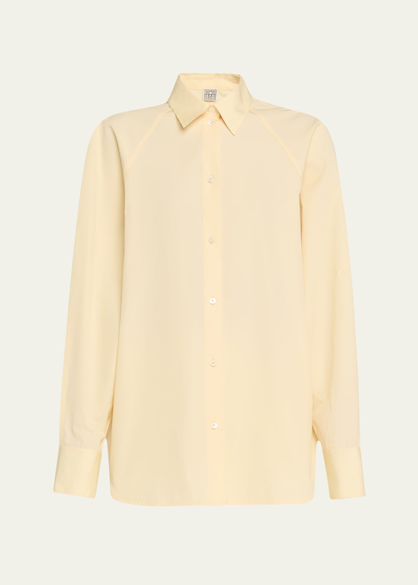 Raw-Edge Raglan-Sleeve Button-Down Shirt - 1