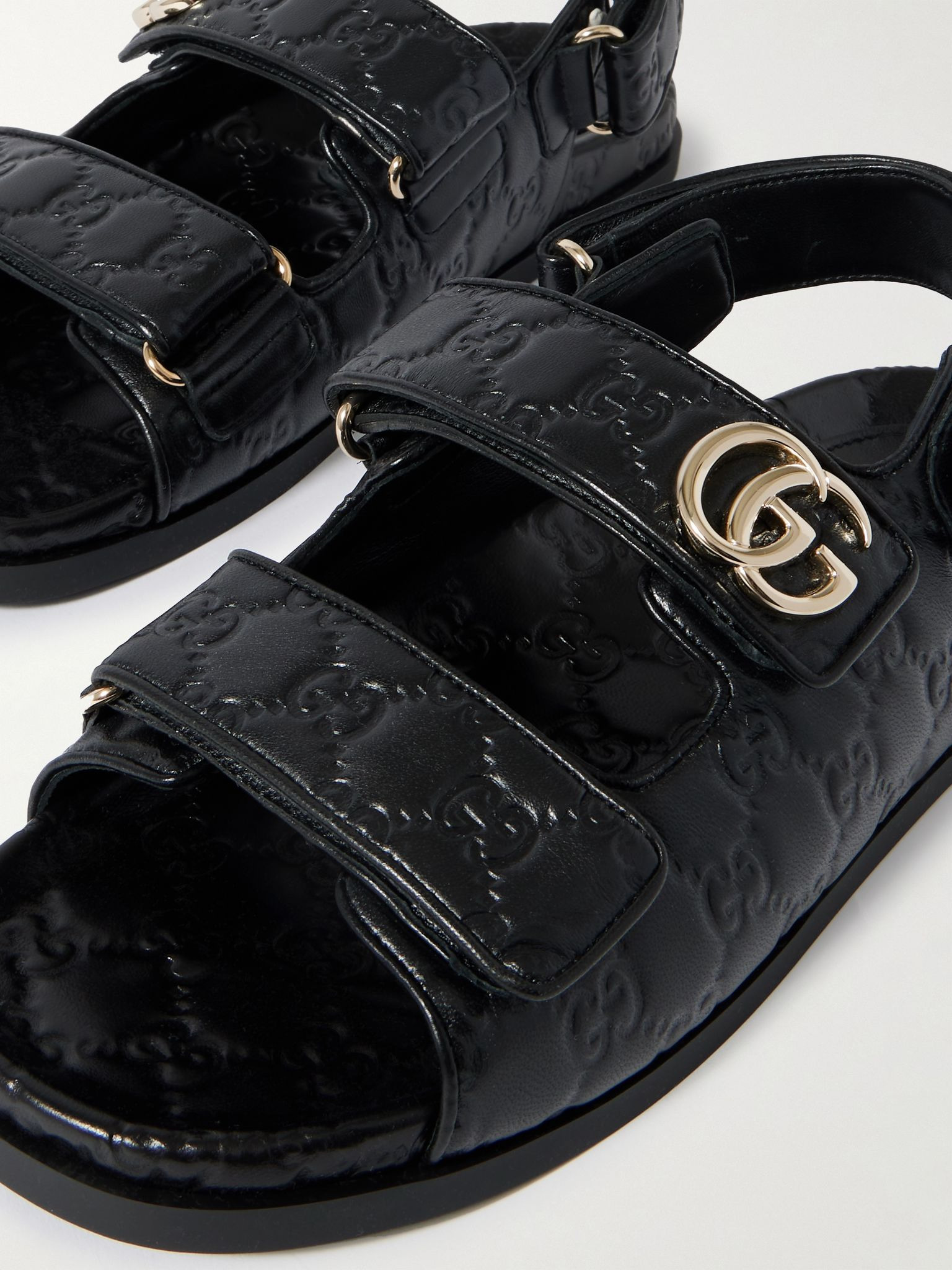 New Marmont GG debossed leather sandals Black - 4