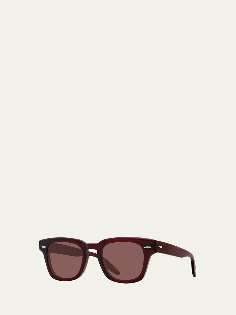 BARTON PERREIRA Men's Keyhole-Bridge Acetate Rectangle Sunglasses outlook