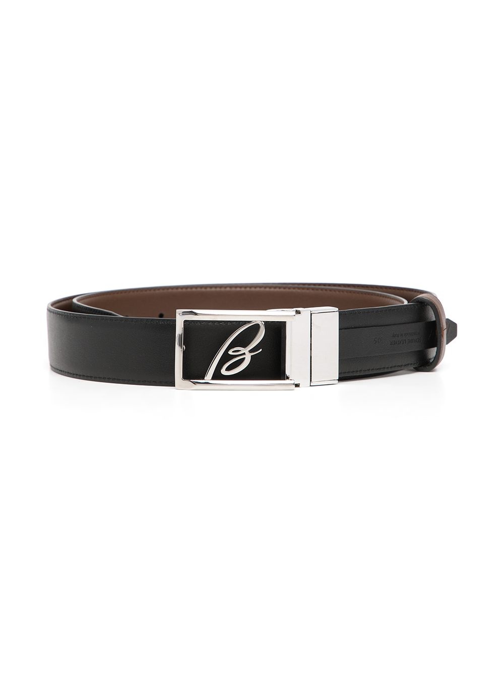 logo-plaque leather belt - 3