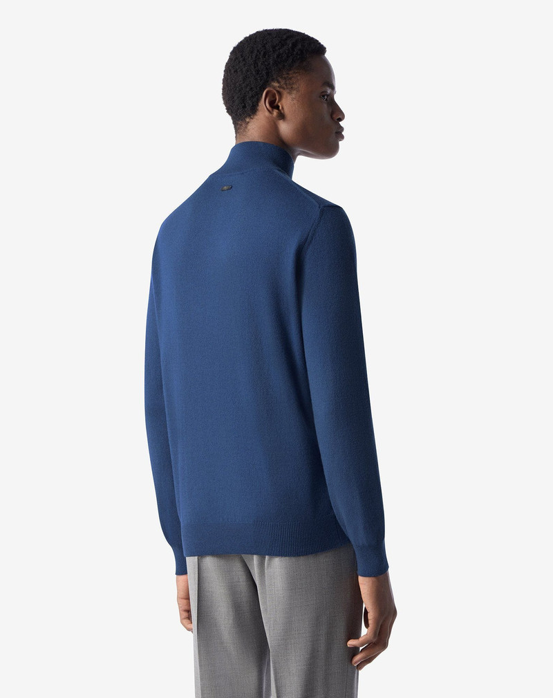 Melange sugar paper blue wool and cashmere zip jumper 4