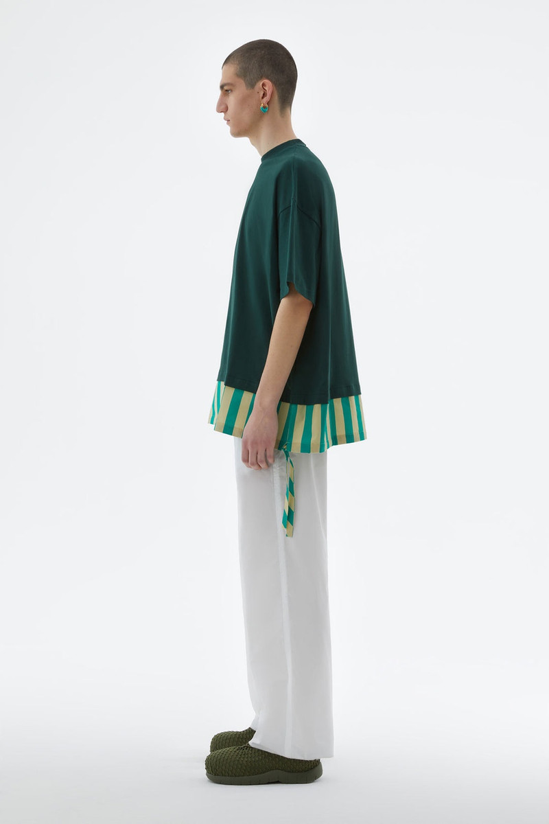 DARK GREEN T-SHIRT WITH STRIPED DETAIL 3