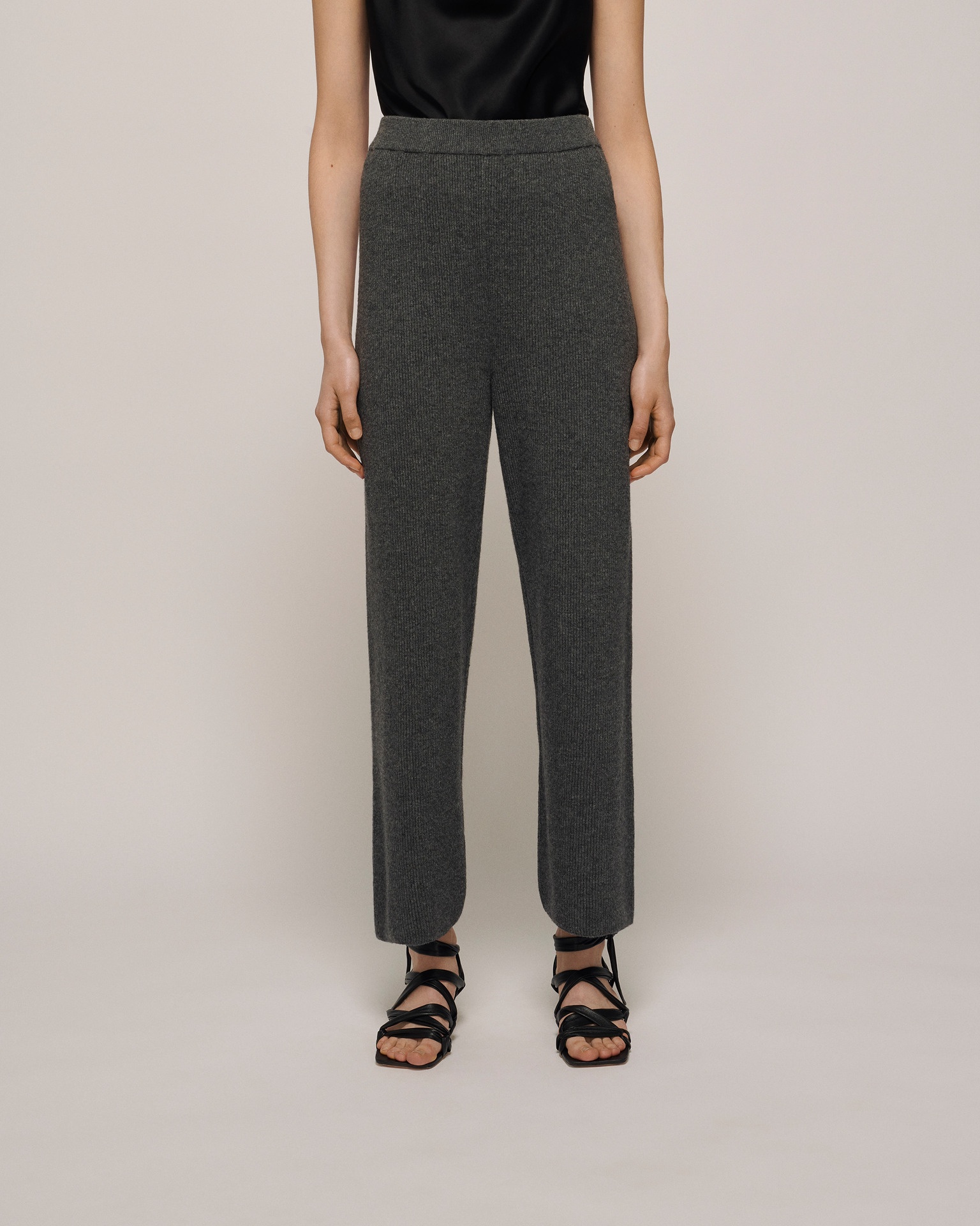 KEIRA - Ribbed-knit pants - Graphite - 3