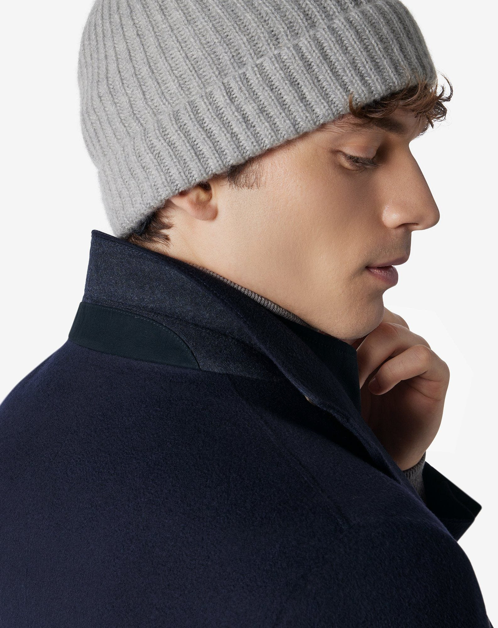 Dark blue pure wool coat with detachable vest - 4