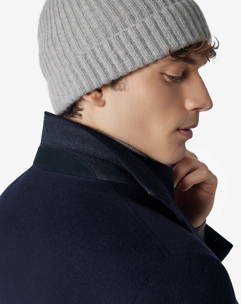 Dark blue pure wool coat with detachable vest 4