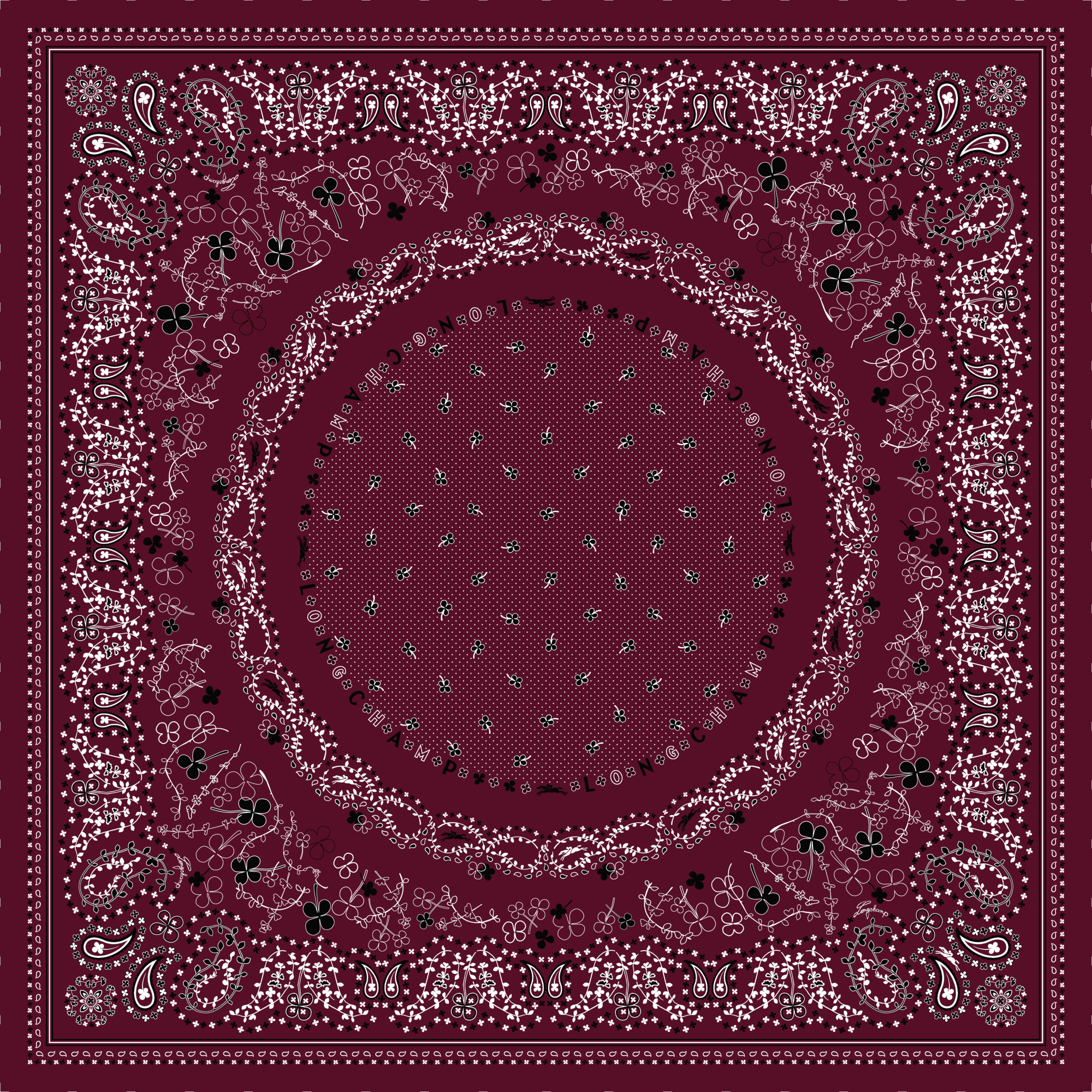 French Bandana Stole Pomegranate/Chocolate - OTHER - 1
