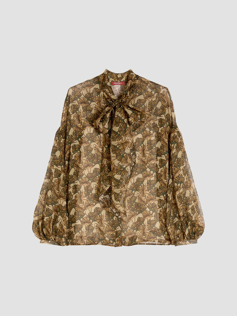 Women's Printed Silk Chiffon Blouse - Natural 1