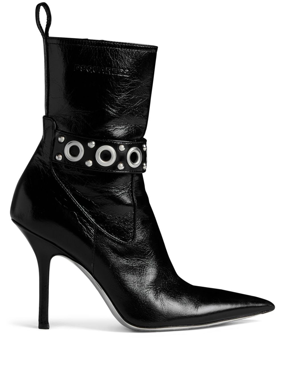 Gothic eyelet-embellished leather ankle boots - 1