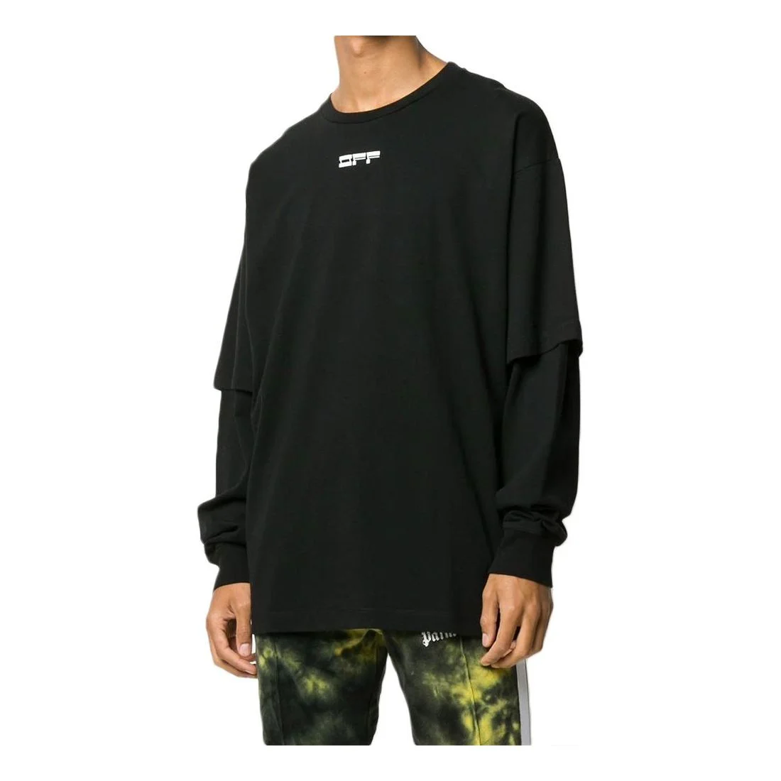 Off-White Back Mask Human Face Printing Round Neck Black OMAB022E20JER0051001 - 1