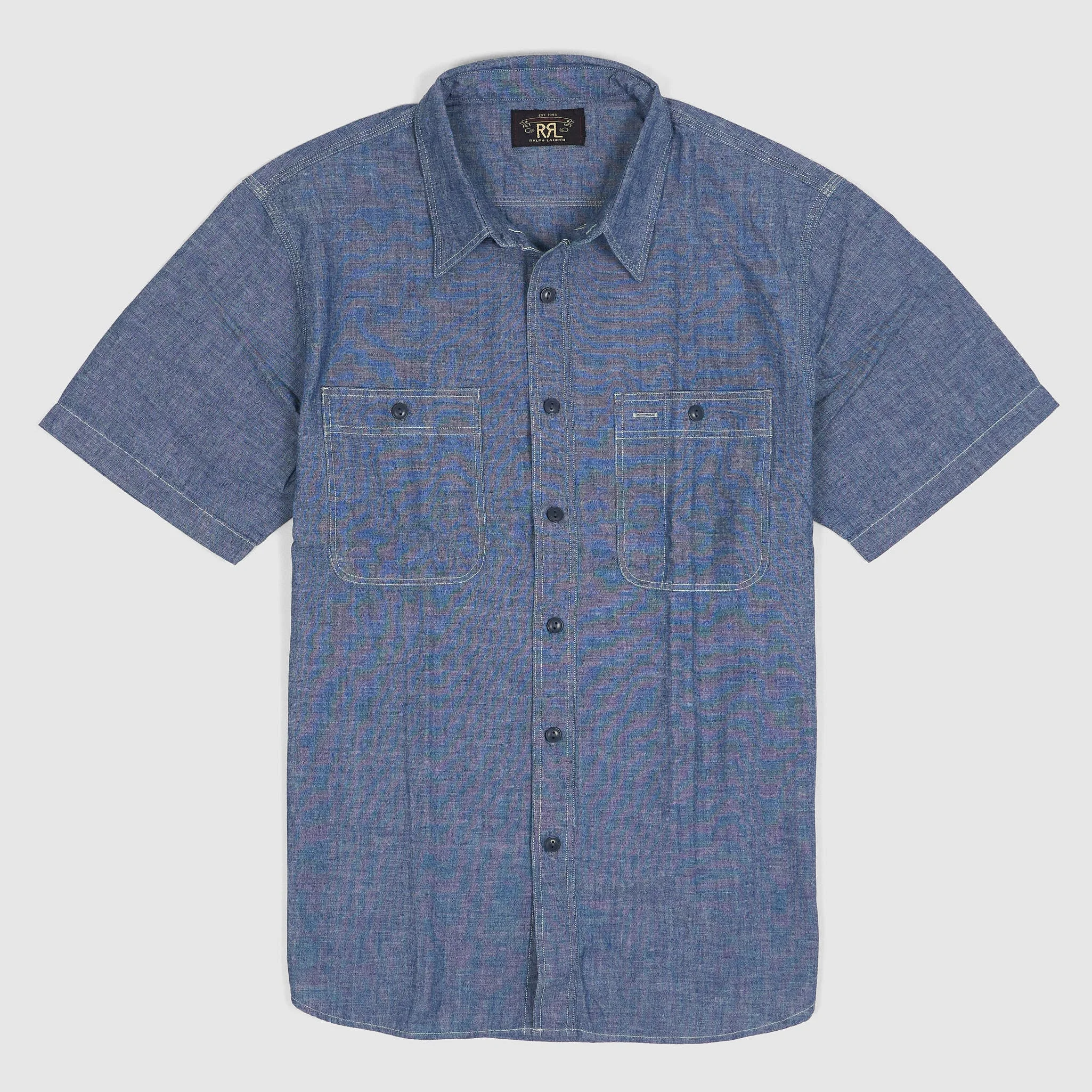 Double RL Indigo Chambray Work shirt Short Sleeves - 1