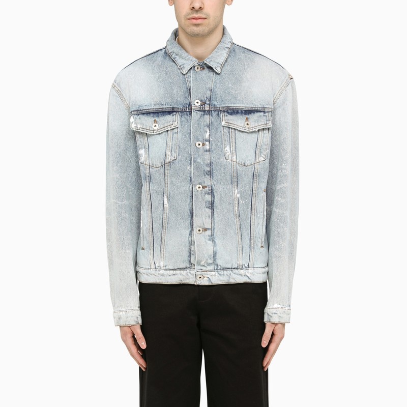 Light blue jacket in washed denim - 1