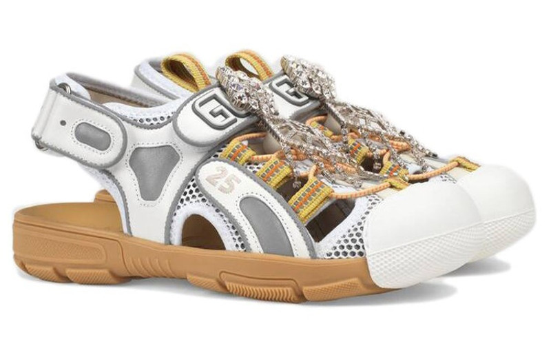 GUCCI (WMNS) Gucci Tinsel Sport Sandals 'Crystal White Grey' 571557-98D10-8475 outlook