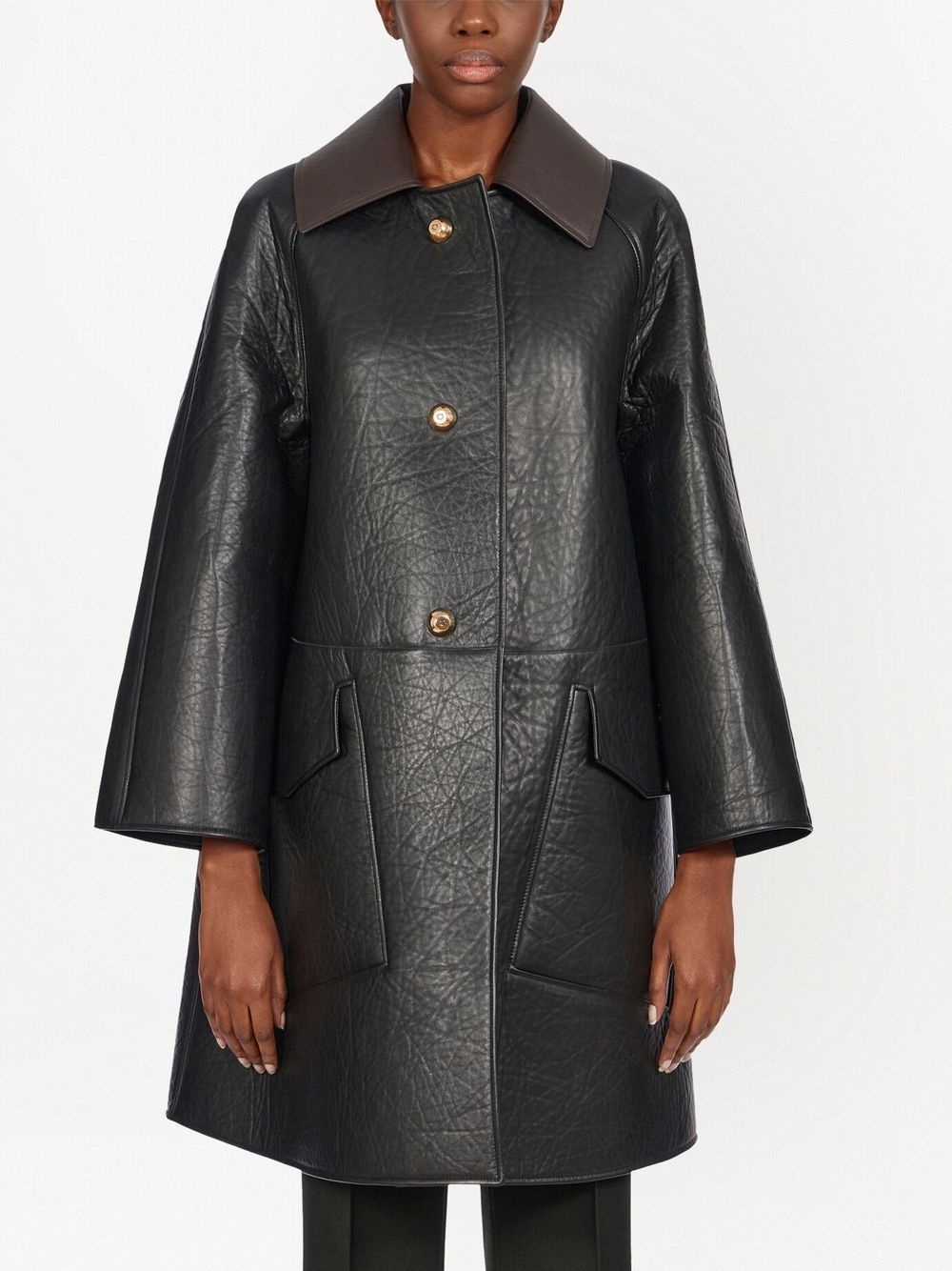 textured nappa-leather coat - 4
