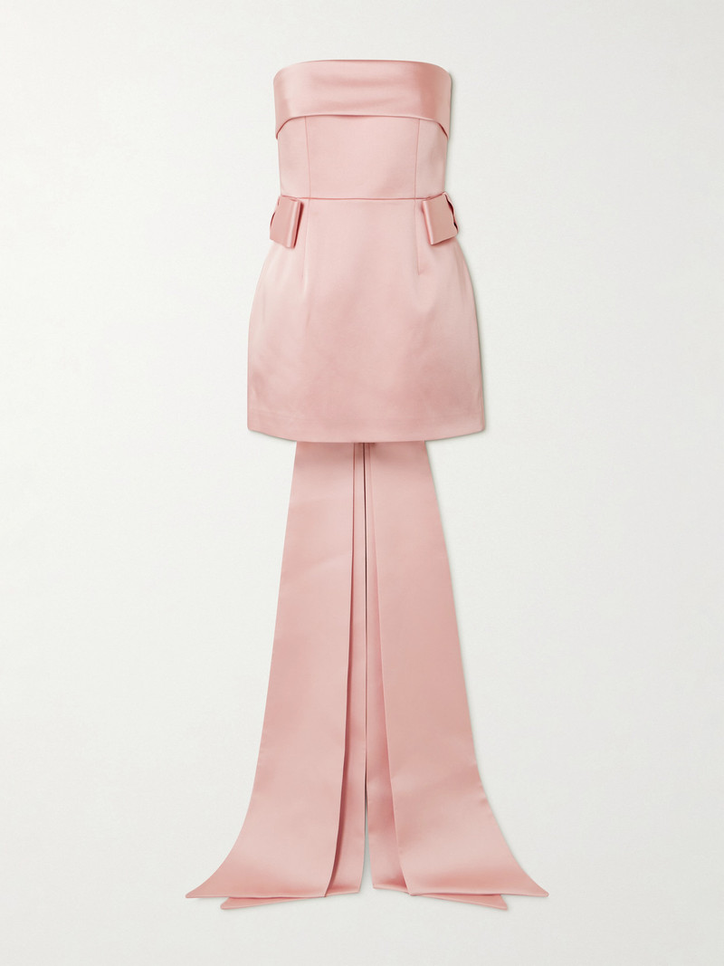 Lalani Strapless Bow-embellished Duchesse-satin Mini Dress 1