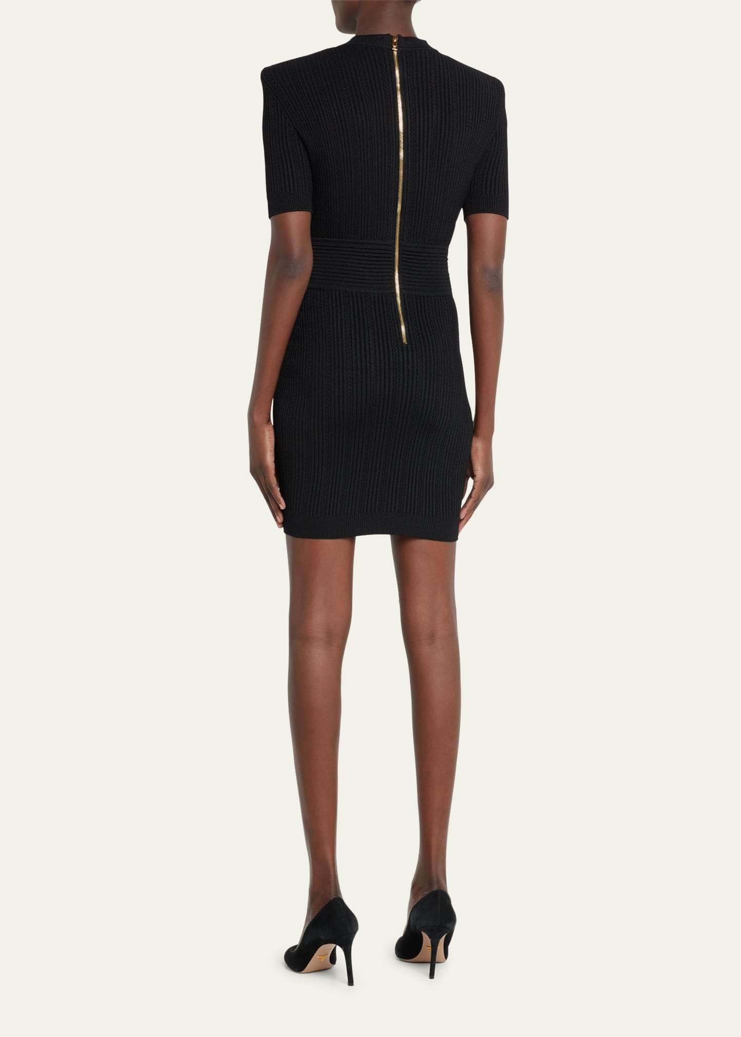 Balmain Knit Mini Dress w/ Buttons | bergdorfgoodman