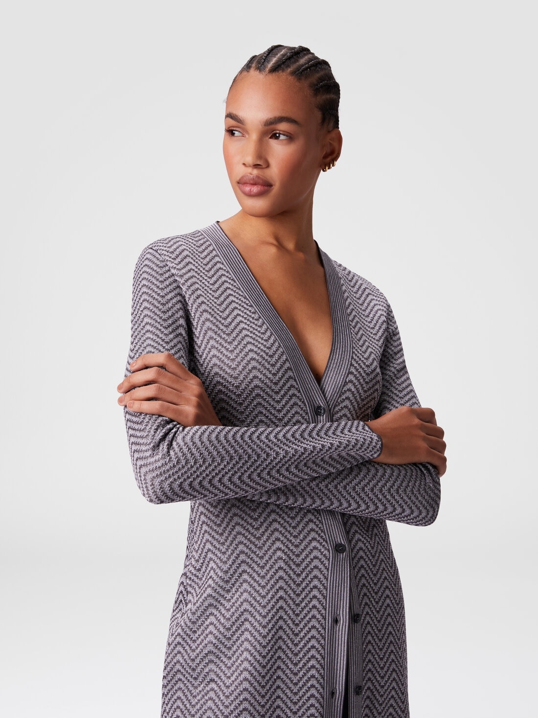 Long cardigan with wave pattern - 4