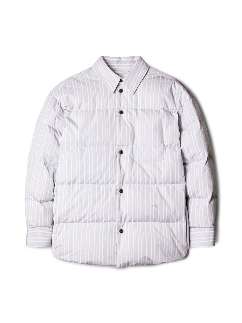 Ow Emb Cot Stripe Shirt Puff Light Grey 1