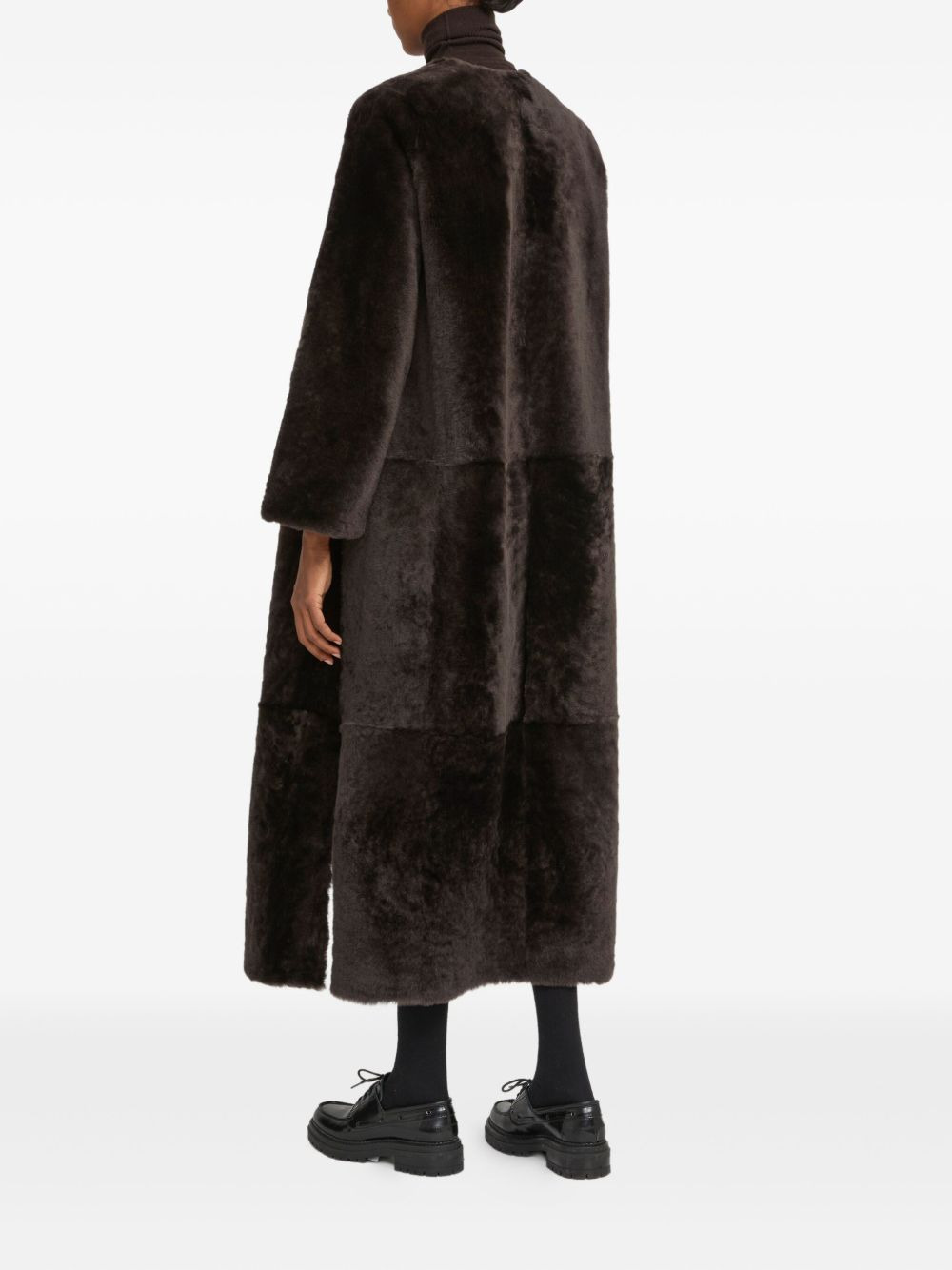 draped shearling coat - 5