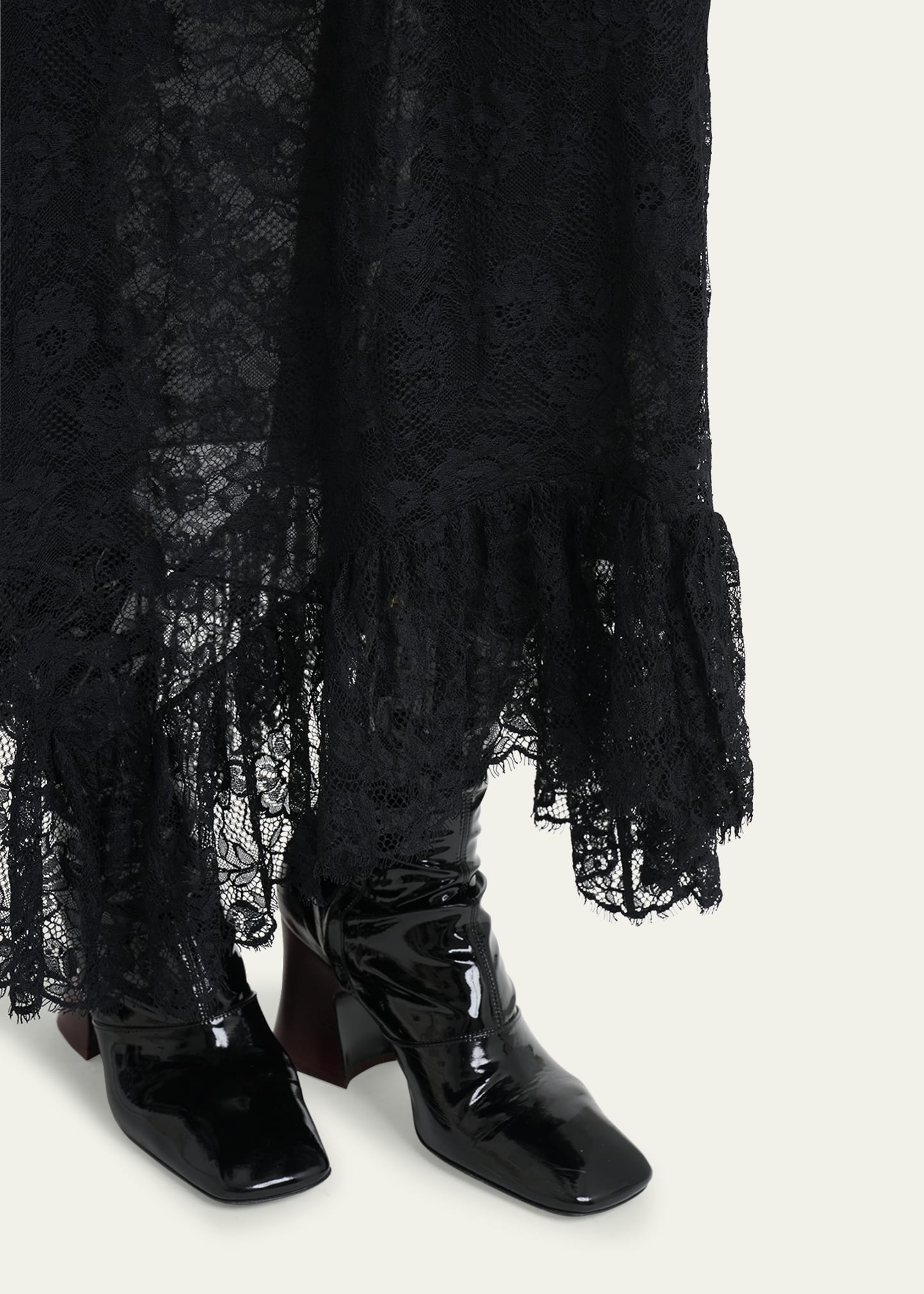 Flower Lace Ruffle-Hem Maxi Skirt - 5