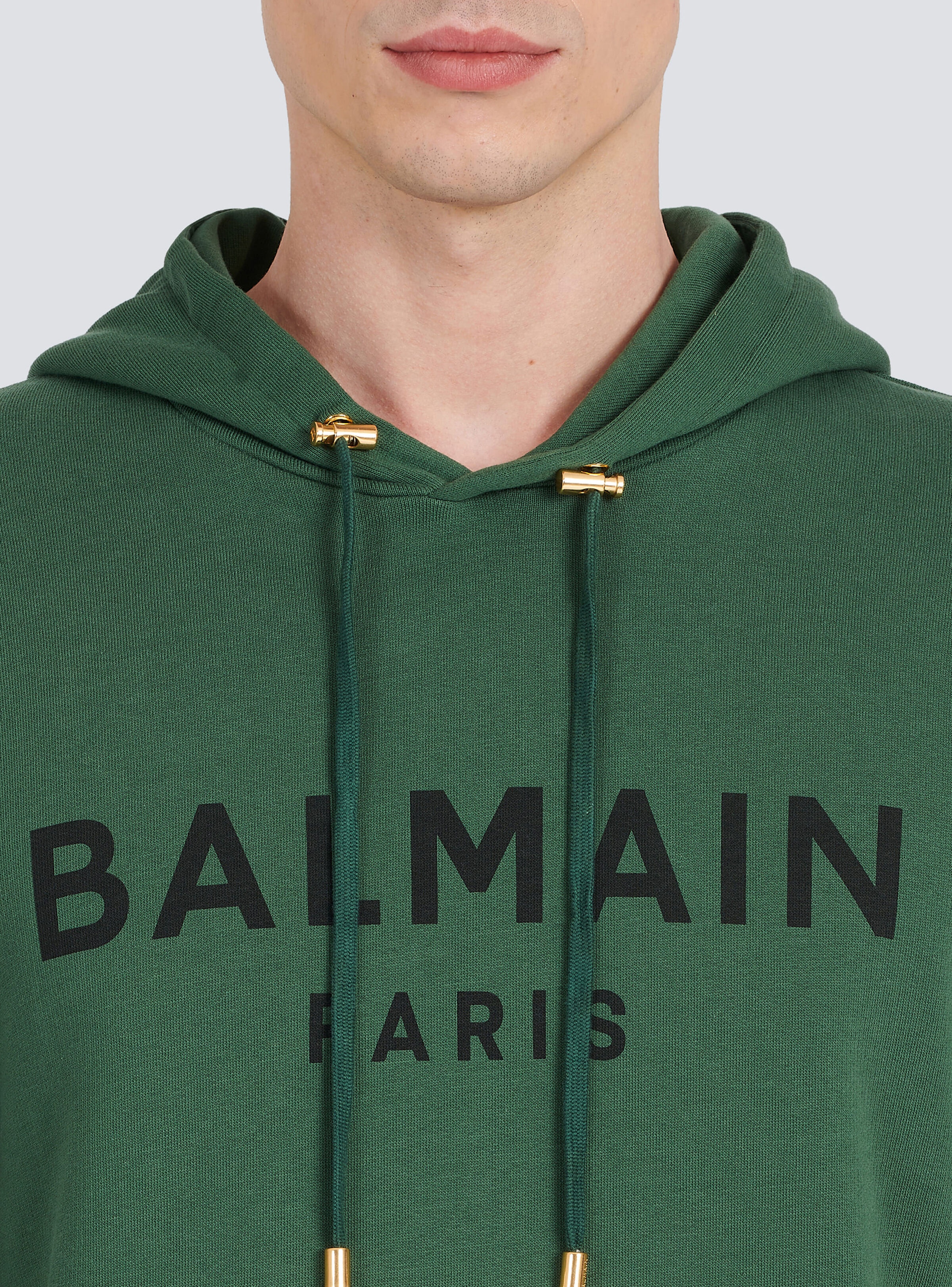 Hooded cotton sweatshirt with Balmain Paris logo print - 7