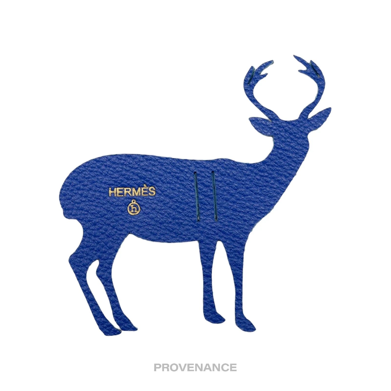 Hermes petit "h" Reindeer Bag Charm - Blue Chevre - 1