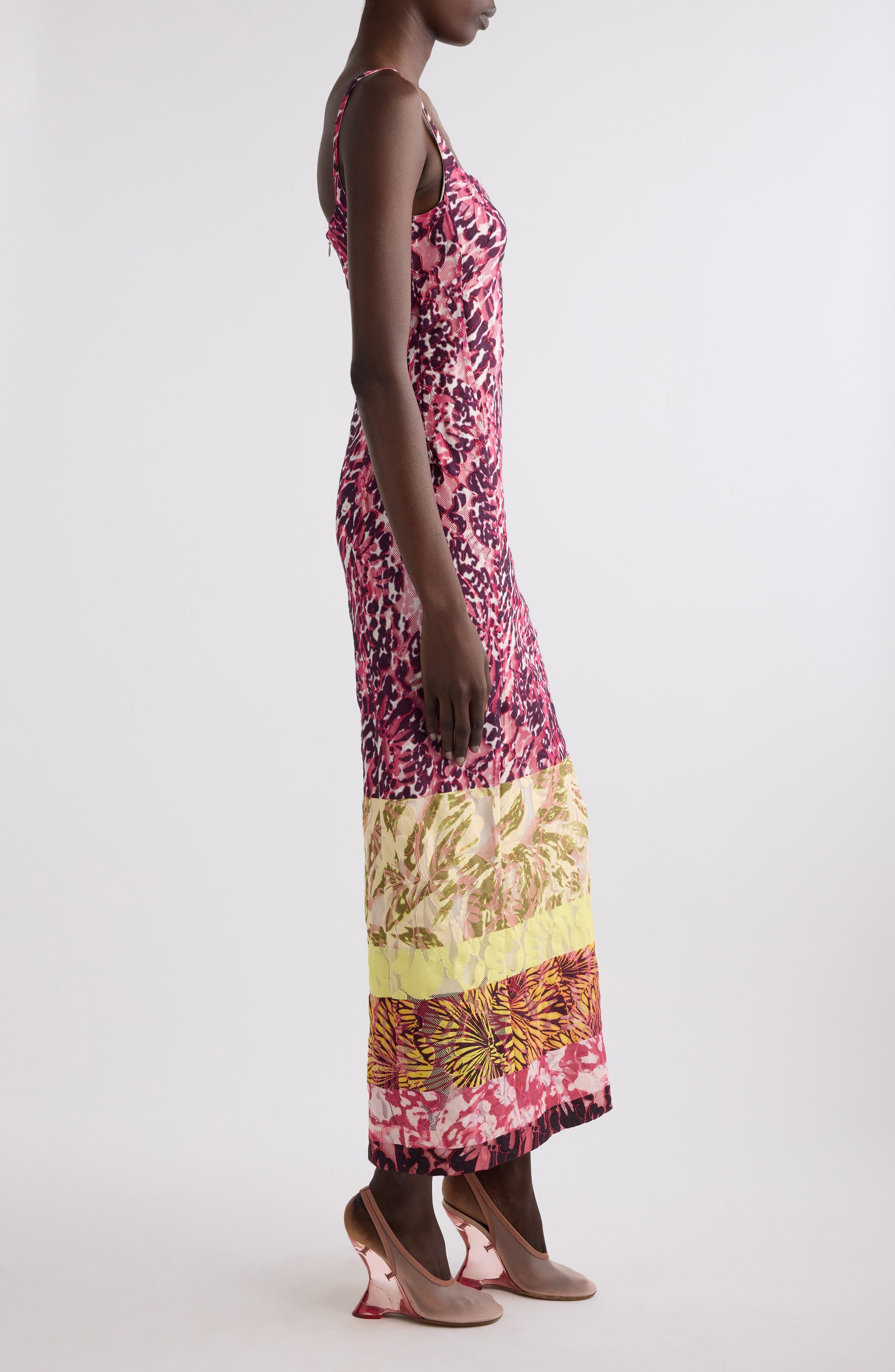 Dries Van Noten Mixed Print Maxi Dress in Burgundy at Nordstrom - 3