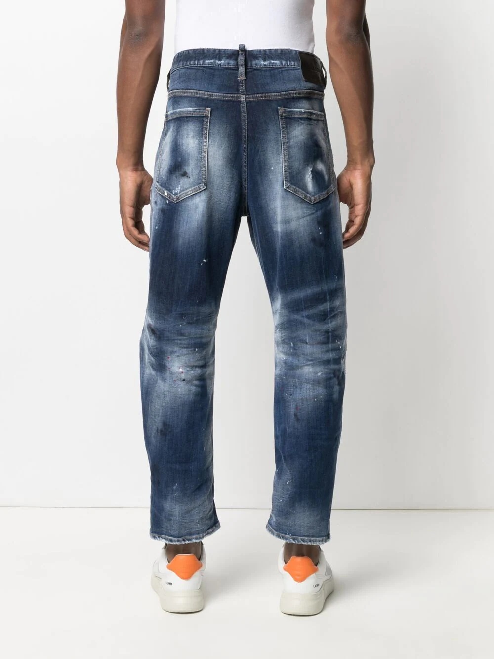 mid-rise distressed straight-leg jeans - 4