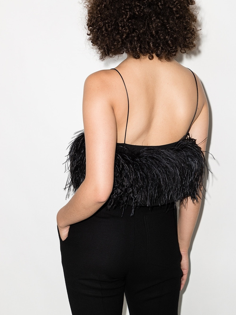 Poppy feather-embellished cropped top 3