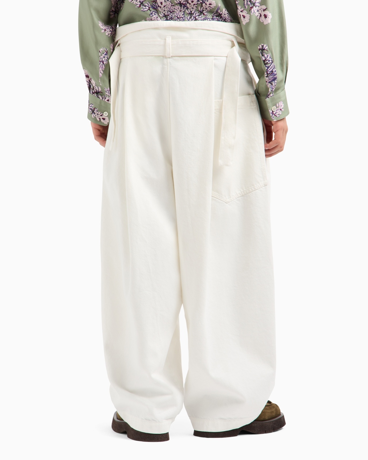 DESTROYED-EFFECT CANVAS TROUSERS WITH PEPLUM - 3