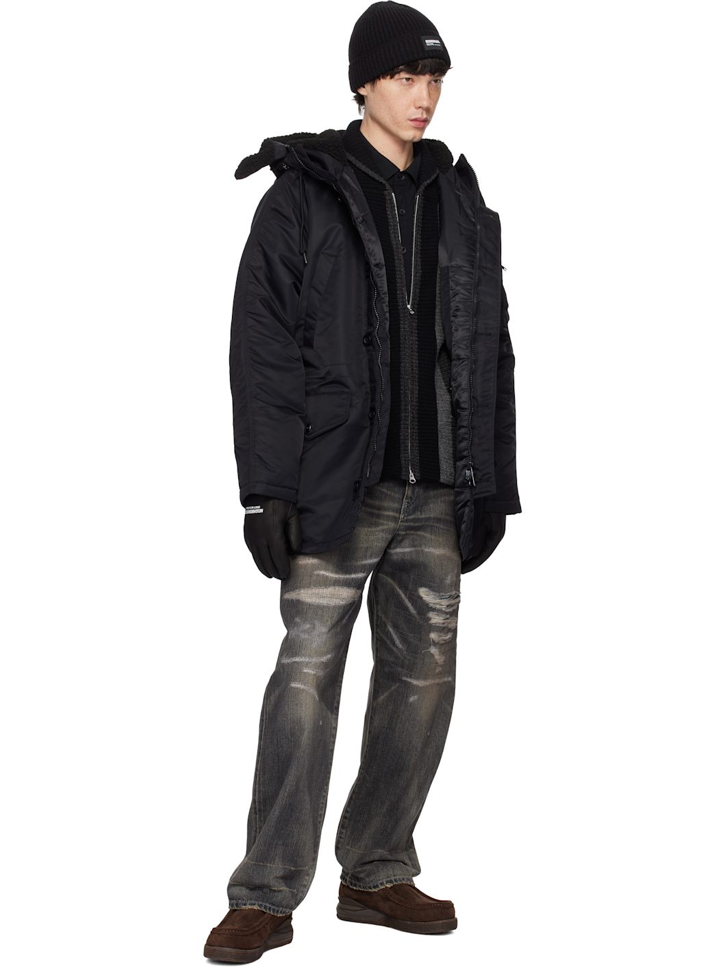 新品neighborhood LEATHER BOA GLOVES Neighborhood Black Leather Boa Gloves Neighborhood