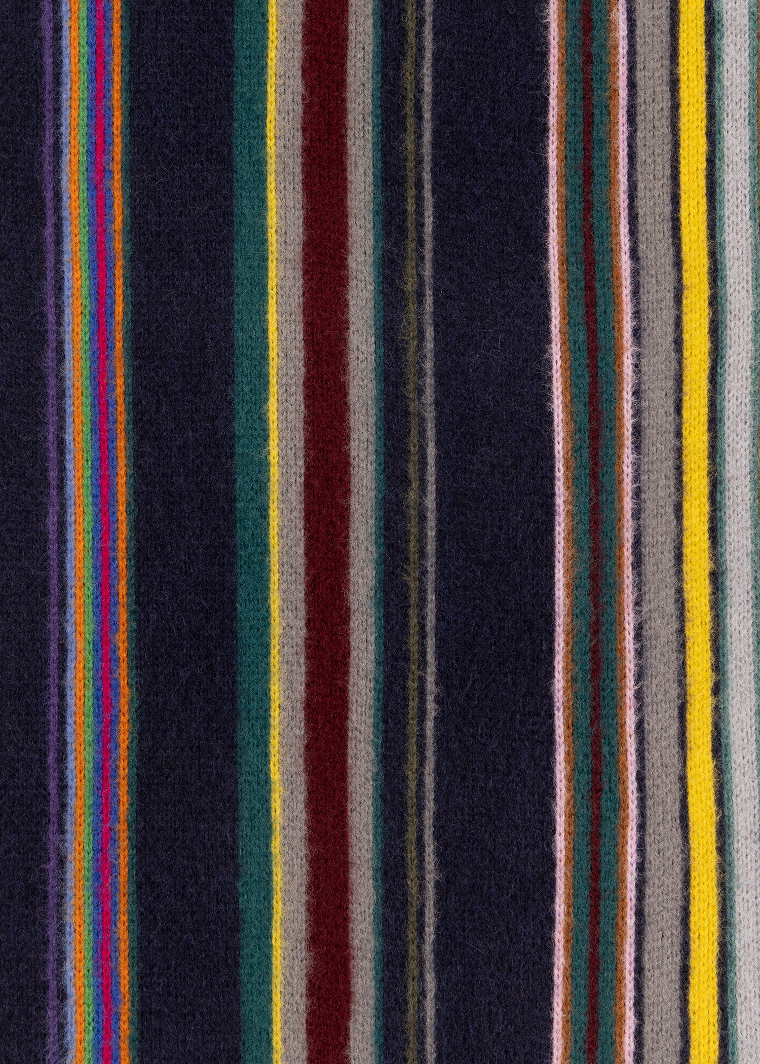 Navy Merino Wool Multistripe Scarf - 4