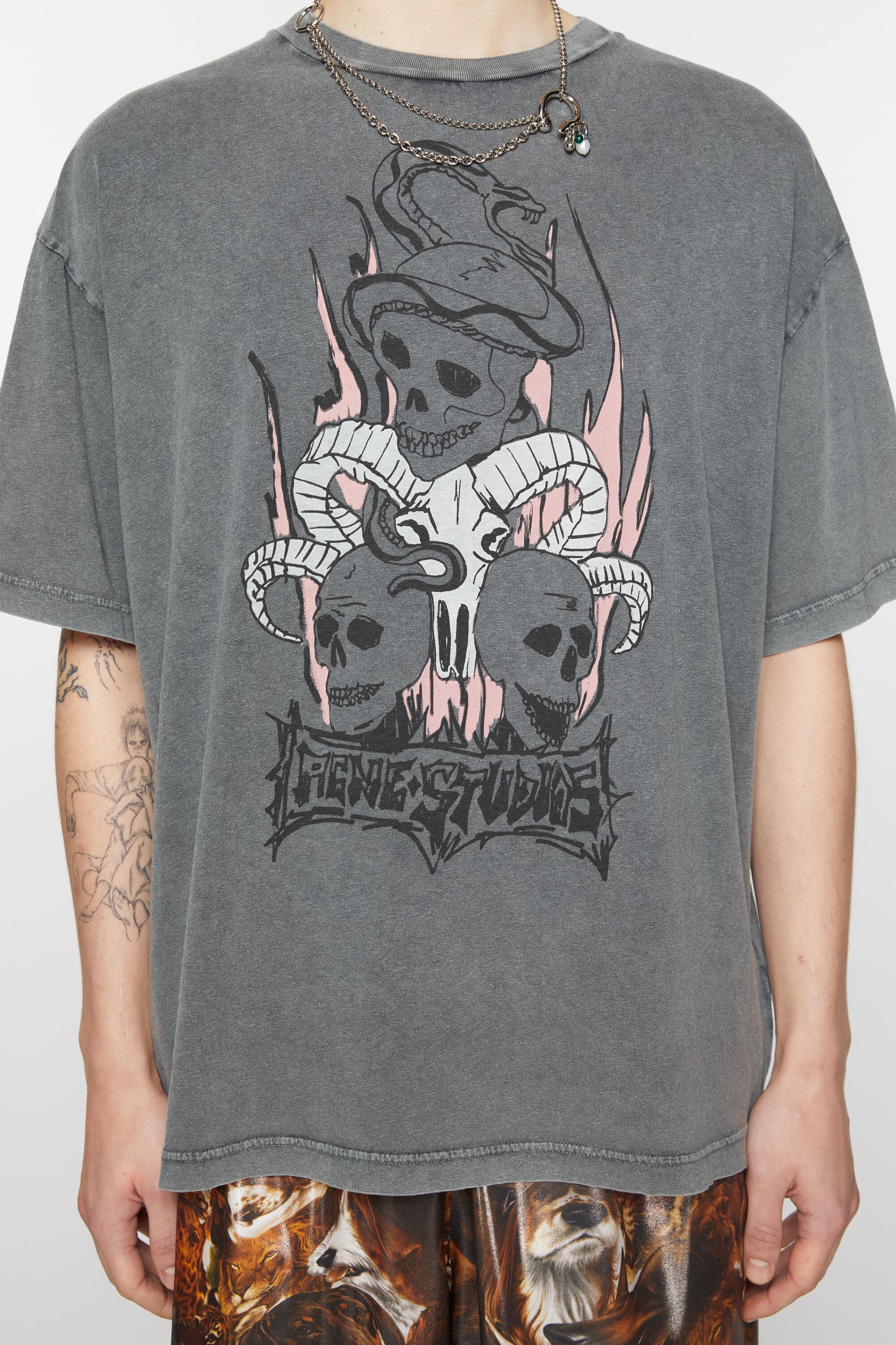 Print t-shirt - Relaxed fit - Faded black - 4