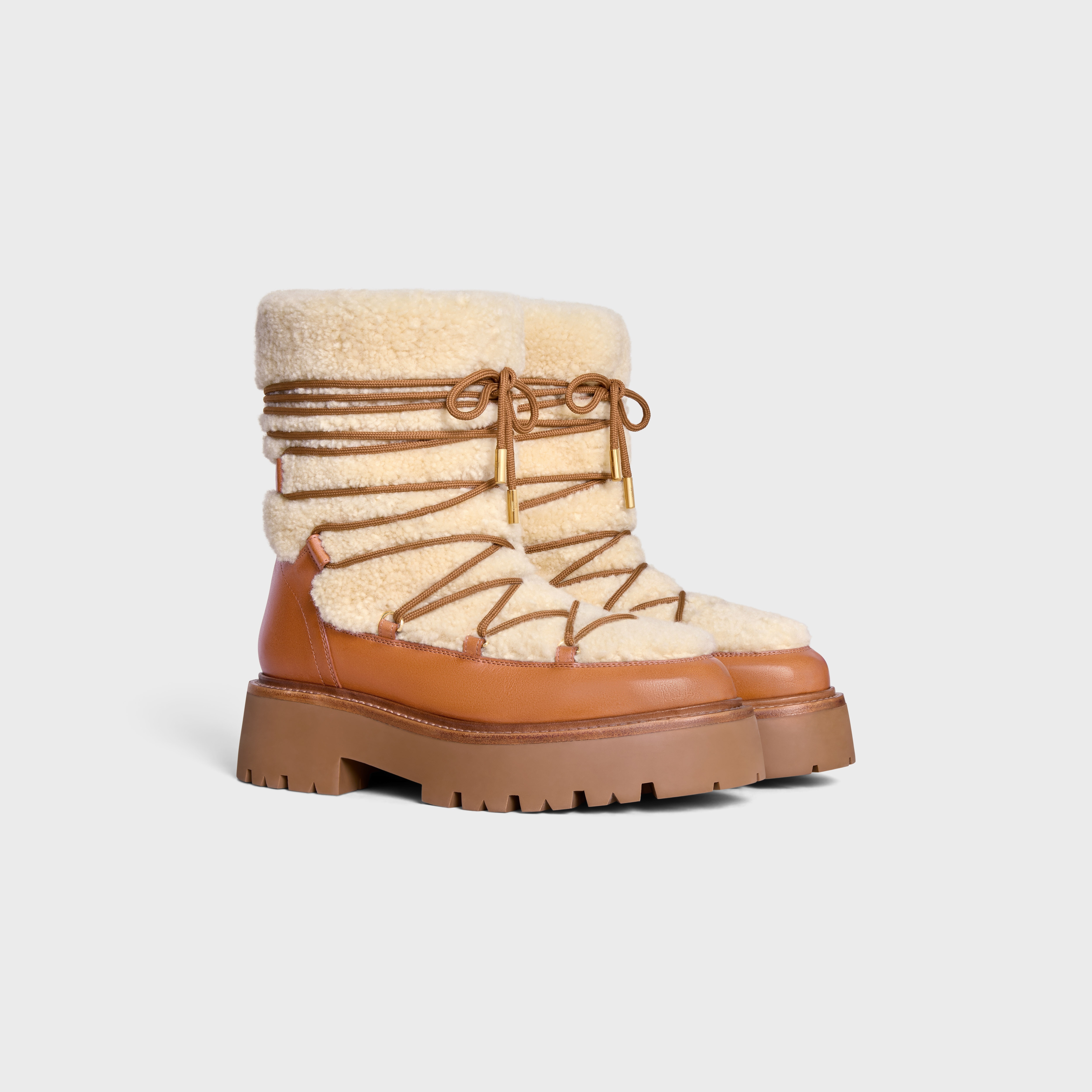 CELINE BULKY LACE-UP BOOT in SHEARLING AND CALFSKIN - 2