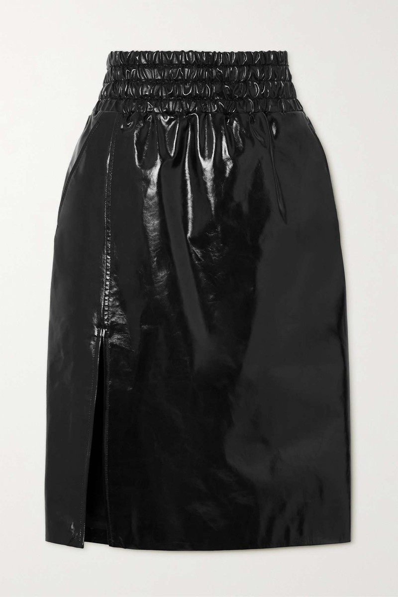 Glossed-leather midi skirt 1
