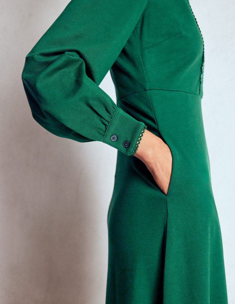 Pip Zip-Up Ponte Midi Dress-Emerald Night 3