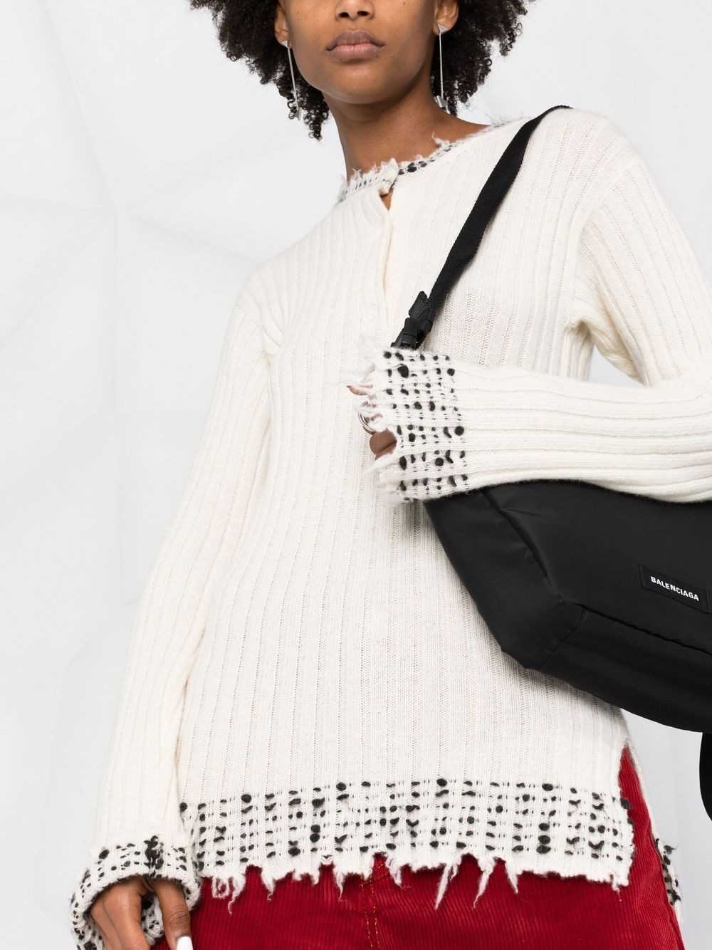 stippled trim ribbed jumper - 5