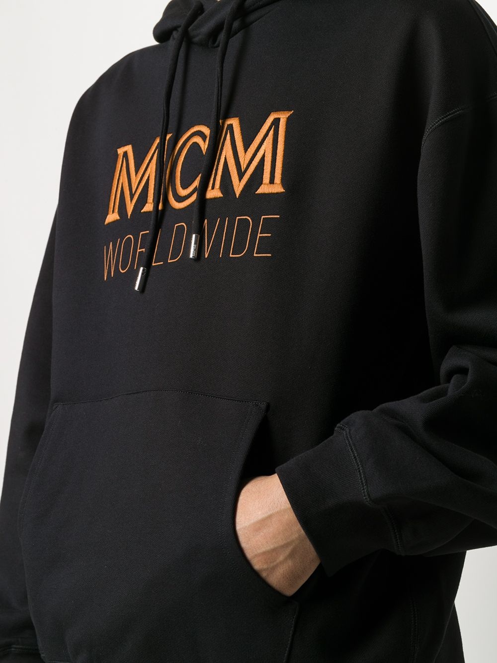 logo embroidered drawstring hoodie - 5