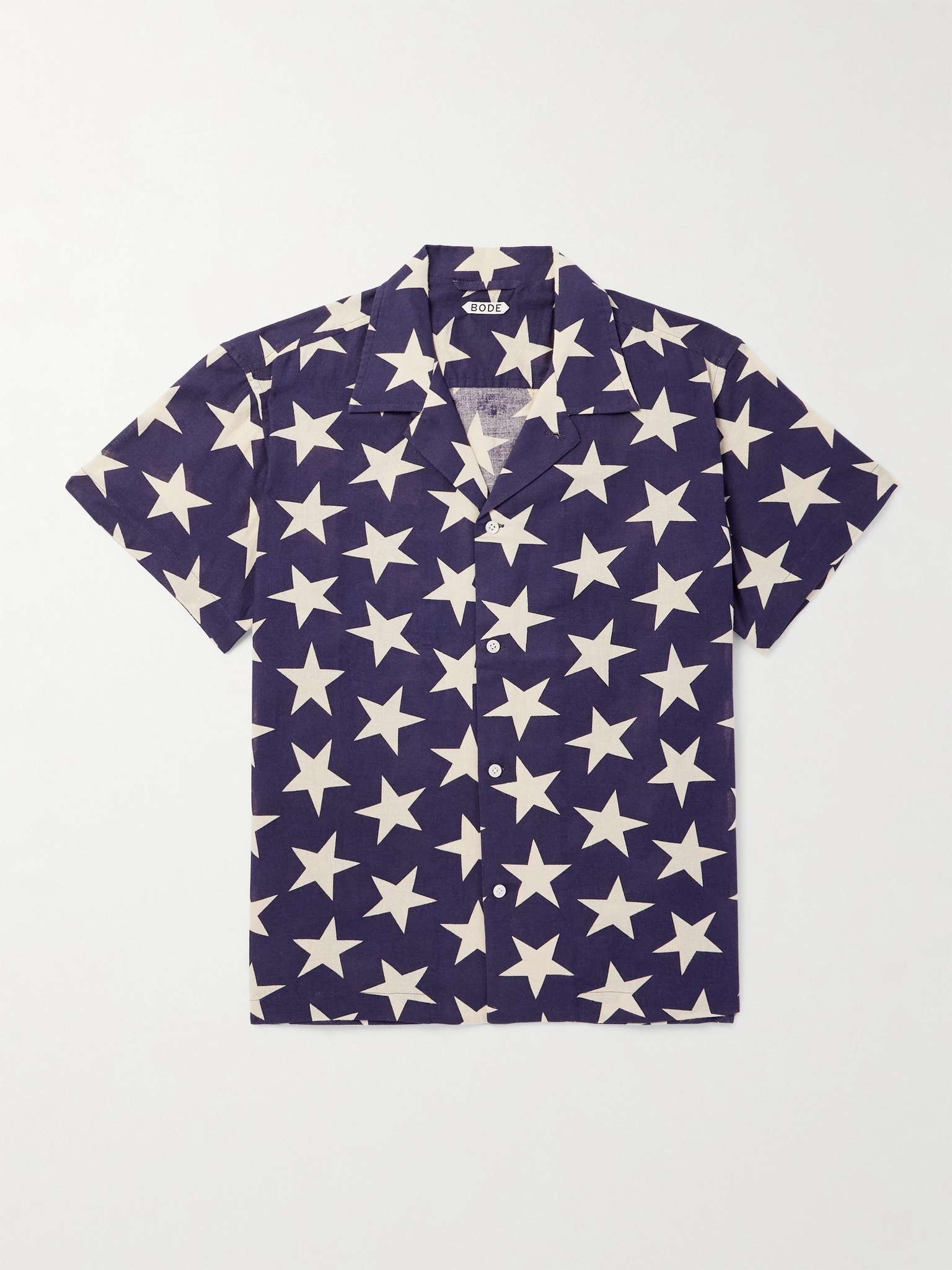 Camp-Collar Logo-Embroidered Printed Cotton Shirt - 1