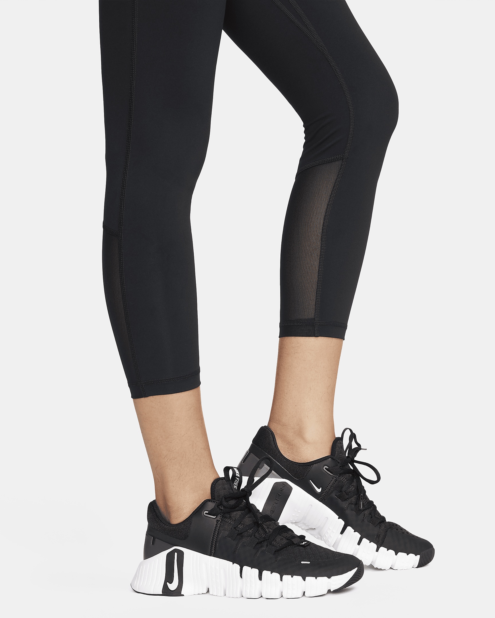 Nike Pro Women's Mid-Rise Crop Mesh Panel Leggings - 5