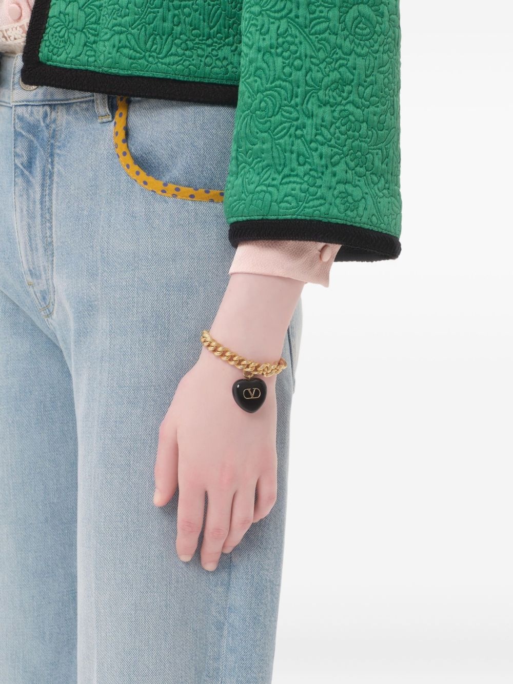 gold-tone chain bracelet with heart charm - 2