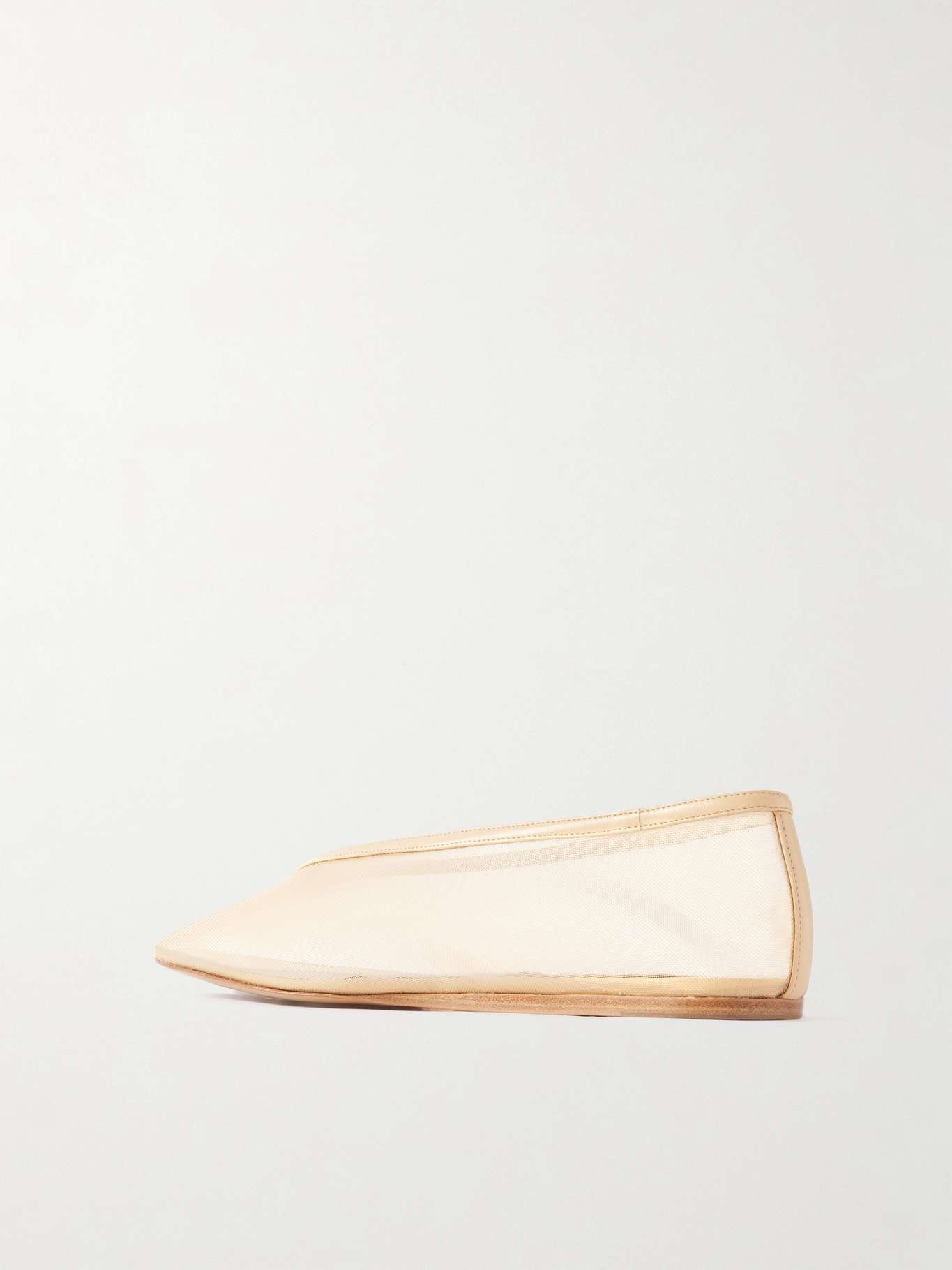 Luna leather-trimmed mesh ballet flats Sand - 3