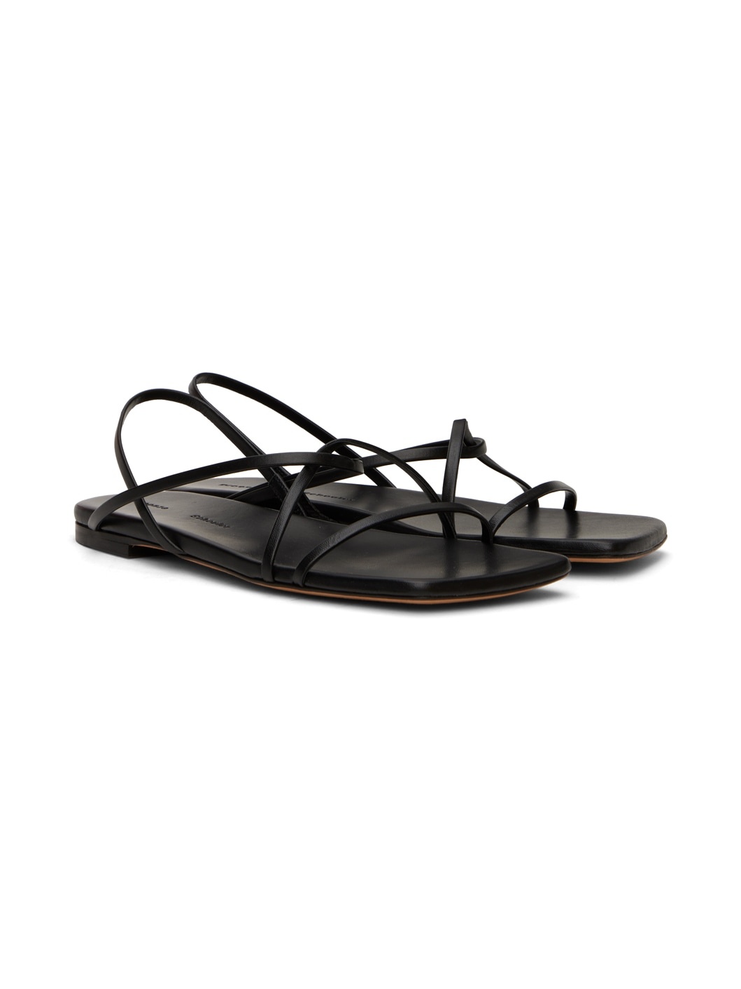 Black Square Strappy Flat Sandals - 4