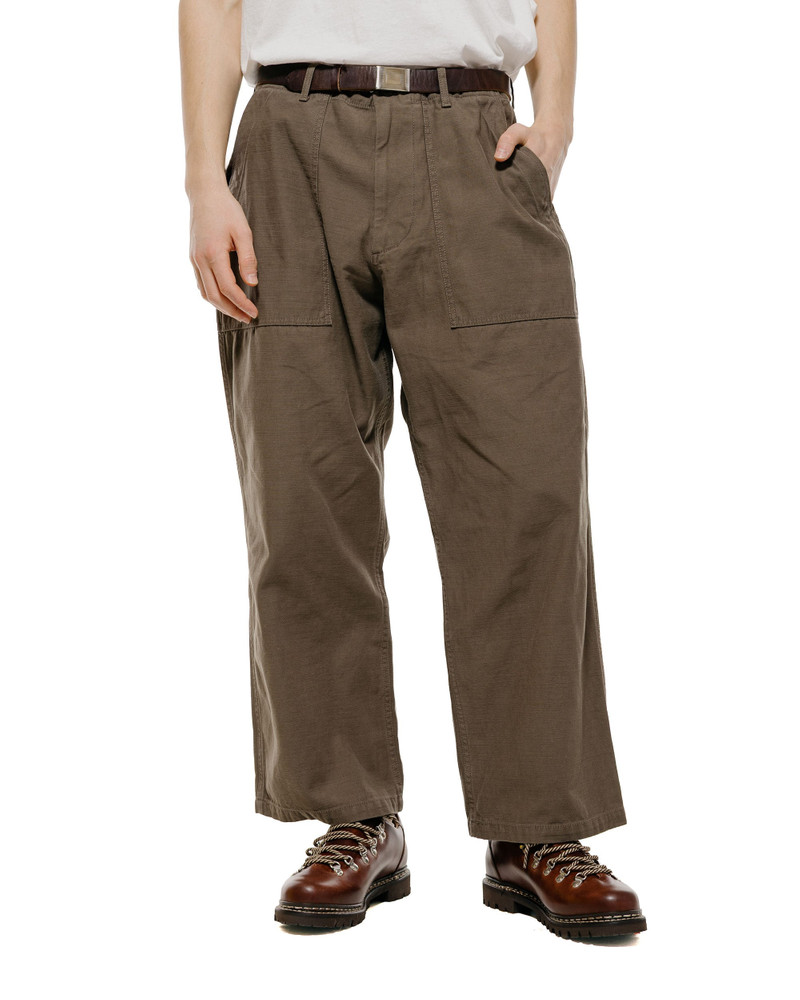 BEAMS PLUS MIL Utility Trousers Reversed Sateen Olive Brown outlook