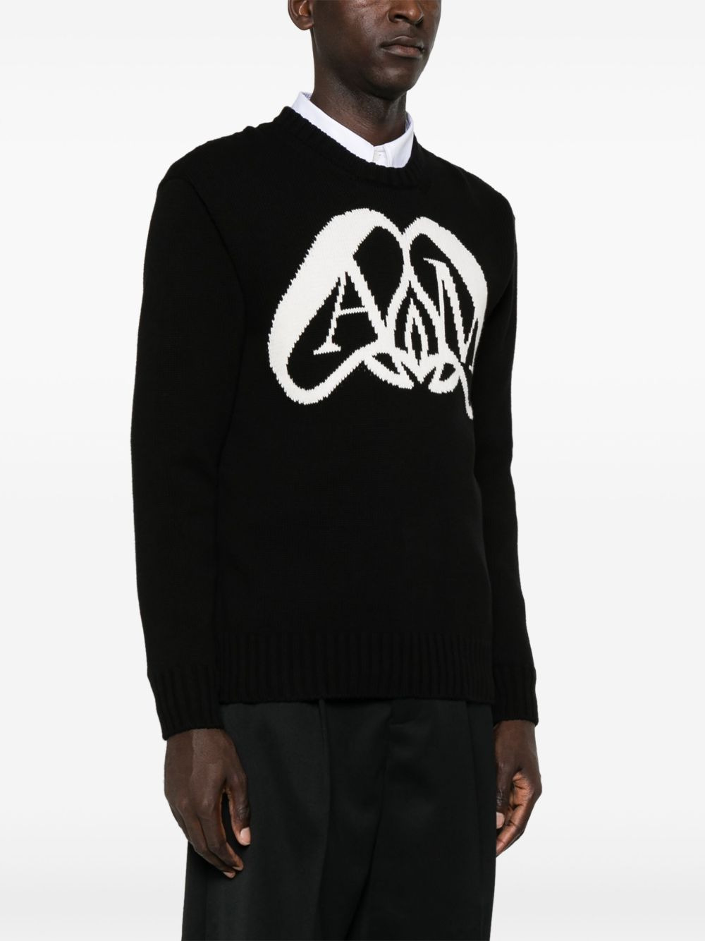 logo-intarsia cotton sweatshirt - 3